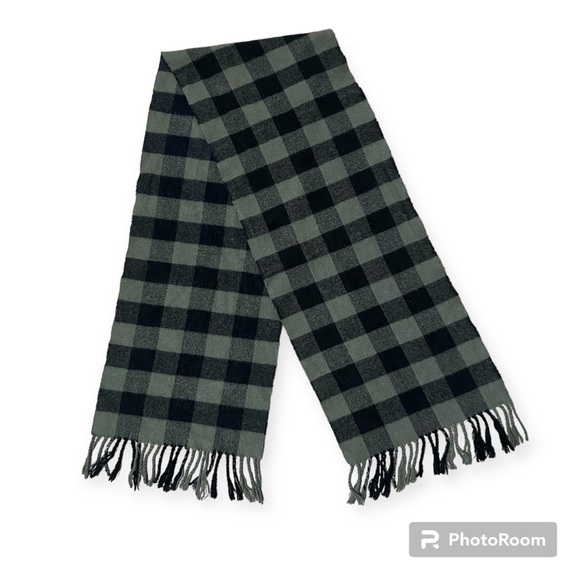Black Gray Men’s Plaid Scarf - Picture 1 of 2
